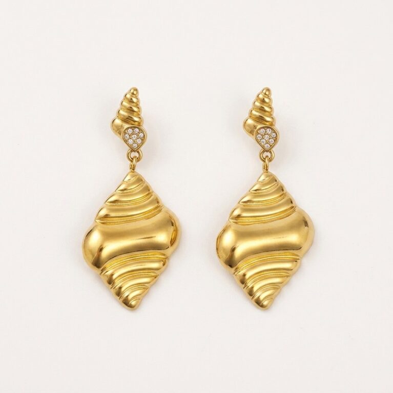 Cora Shell Earrings - Ατσάλινα Σκουλαρίκια με Σχέδιο Κοχύλι