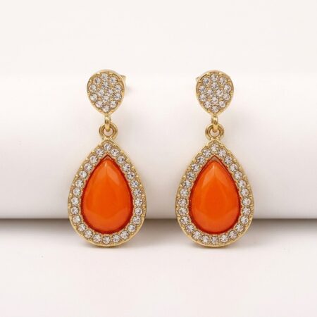 Aurora Teardrop Earrings - Ατσάλινα Σκουλαρίκια με Χρωματιστές Πέτρες