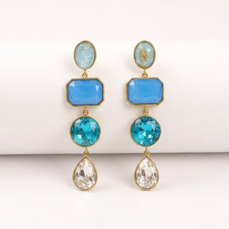 Celeste Earrings - Ατσάλινα Σκουλαρίκια με Πολύχρωμες Πέτρες