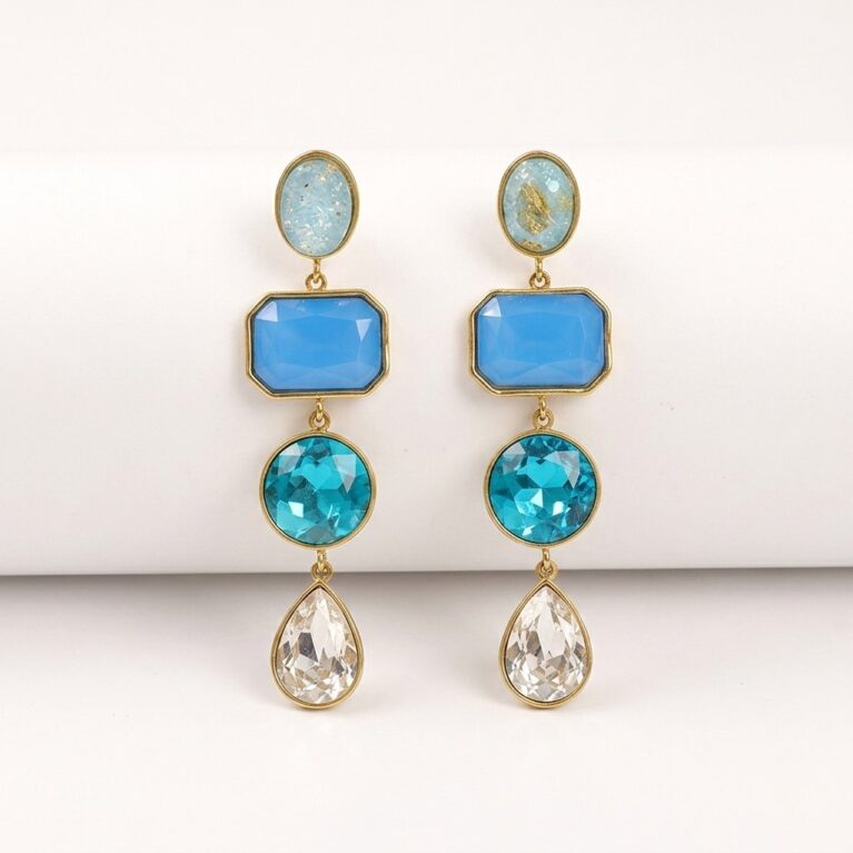 Celeste Earrings - Ατσάλινα Σκουλαρίκια με Πολύχρωμες Πέτρες