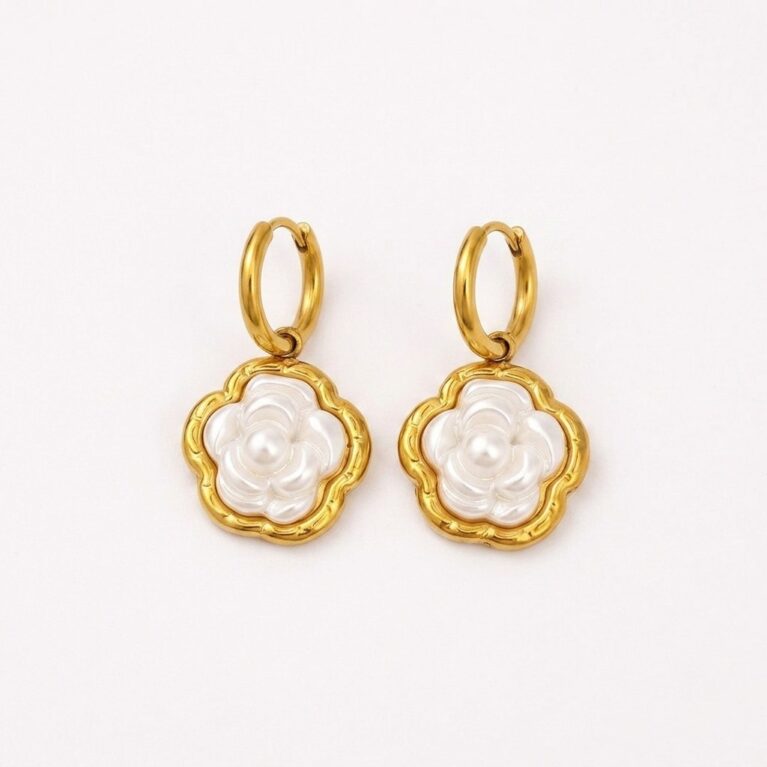 Flora Earrings - Ατσάλινα Σκουλαρίκια με Λουλούδι