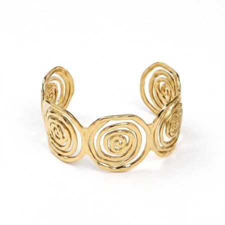 Handcrafted Spiral Cuff Bracelet - Χρυσό & Ασημί