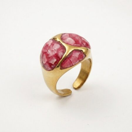 Stone-Embellished Ring - Ατσάλινο Δαχτυλίδι με Πέτρες