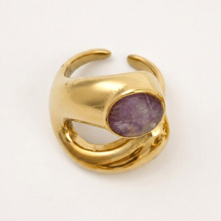 Oval Stone Ring - Ατσάλινο Δαχτυλίδι με Οβάλ Πέτρα