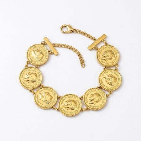 Aurelia Coin Bracelet - Ατσάλινο Βραχιόλι με Χρυσά Νομίσματα