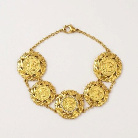 Aurelia Coin Bracelet - Ατσάλινο Βραχιόλι με Χρυσά Νομίσματα
