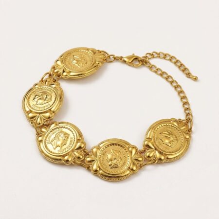 Aurelia Coin Bracelet - Ατσάλινο Βραχιόλι με Χρυσά Νομίσματα