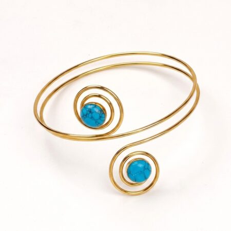 Turquoise Spiral Armlet - Ατσάλινο Βραχιόλι με Τυρκουάζ Πέτρα