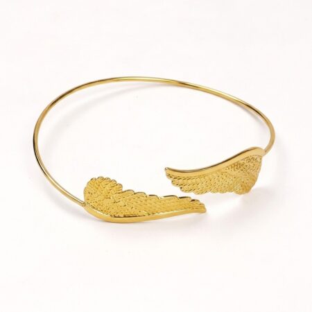 Winged Elegance Armlet - Ατσάλινο Βραχιόλι με Φτερά