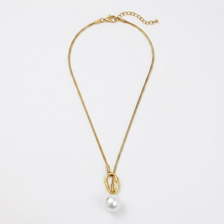 Elara Necklace - Ατσάλινο Κολιέ με Μαργαριτάρι