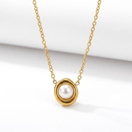 Pearl Essence Necklace - Ατσάλινο Κολιέ με Μαργαριτάρι