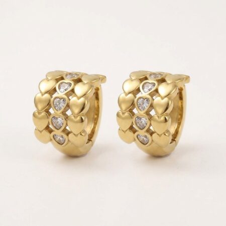 Amour Hoop Earrings - Ατσάλινα Σκουλαρίκια Κρίκοι με Καρδιές