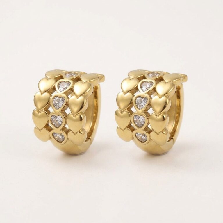 Amour Hoop Earrings - Ατσάλινα Σκουλαρίκια Κρίκοι με Καρδιές