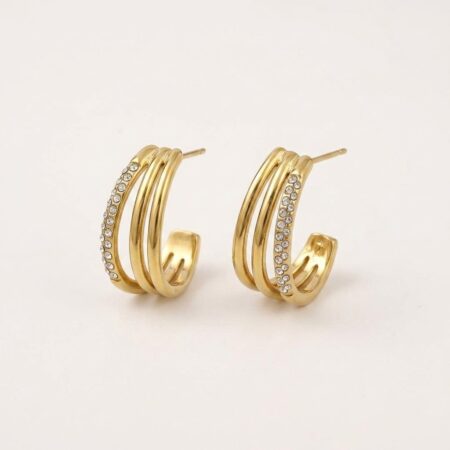 Aurora Hoop Earrings - Ατσάλινα Σκουλαρίκια Κρίκοι με Πέτρες
