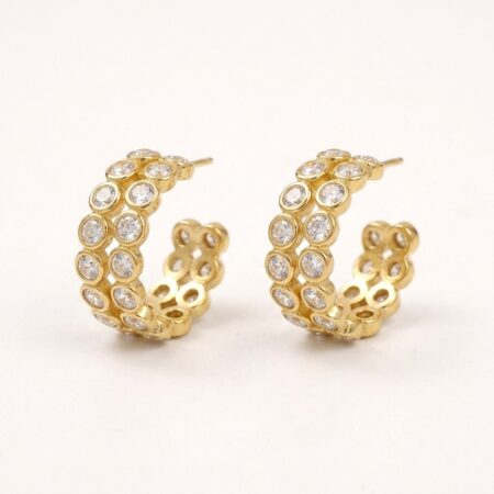 Luxe Hoops - Ατσάλινα Σκουλαρίκια Κρίκοι με Πέτρες