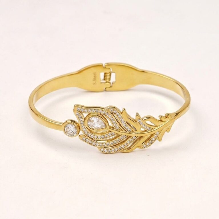 Peacock Feather Bracelet - Ατσάλινο Βραχιόλι με Φτερό