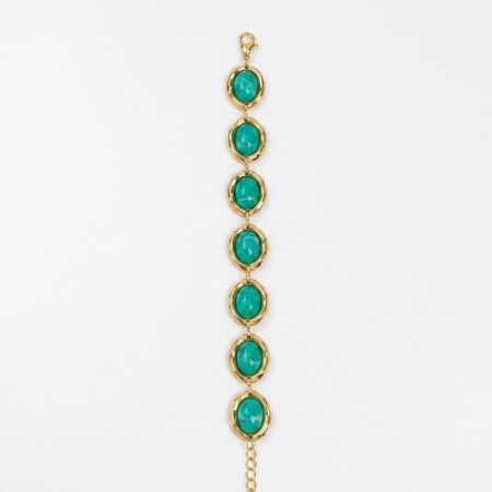 Oval Rainbow Bracelet - Ατσάλινο Βραχιόλι με Οβάλ Πολύχρωμες Πέτρες