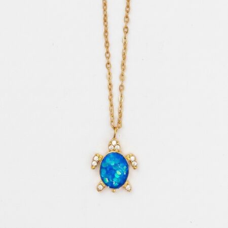 Turtle Necklace - Ατσάλινο Κολιέ με Χελώνα και Πέτρα