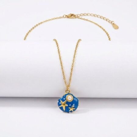 Celeste Necklace - Ατσάλινο Κολιέ με Μπλε Κρεμαστό και Αστέρια