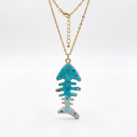 Aqua Fishbone Necklace - Ατσάλινο Κολιέ με Ψαροκόκαλο