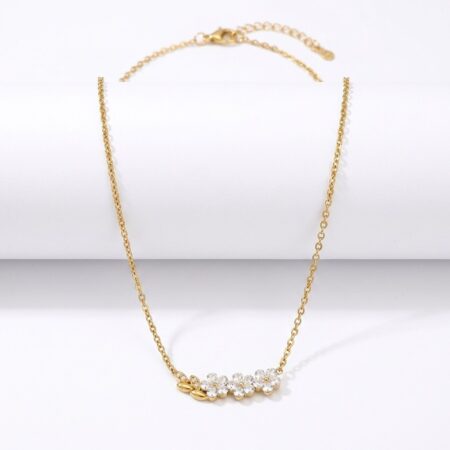 Floral Charm Necklace - Ατσάλινο Κολιέ με Λουλούδια
