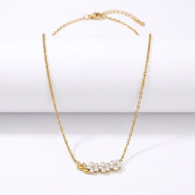 Floral Charm Necklace - Ατσάλινο Κολιέ με Λουλούδια