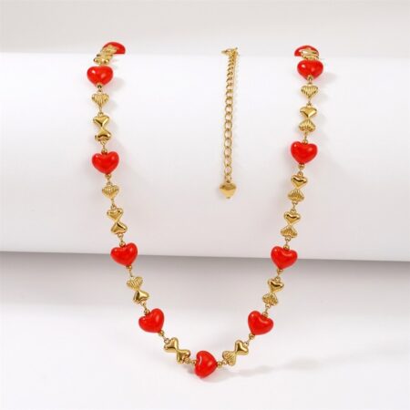 Heart Charm Necklace - Ατσάλινο Κολιέ με Καρδιές