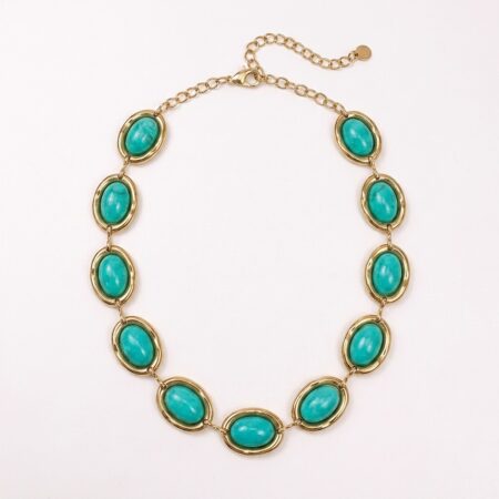 Colorful Gem Necklace - Ατσάλινο Κολιέ με Χρωματιστές Πέτρες
