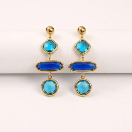 Cluster Earrings - Ατσάλινα Σκουλαρίκια με Πέτρες