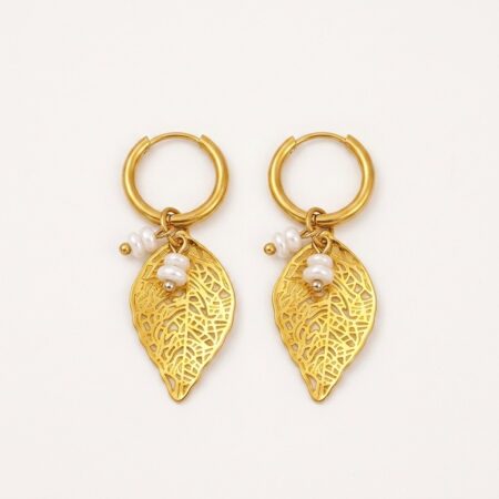 Leaf Elegance Earrings - Ατσάλινα Σκουλαρίκια με Φύλλο