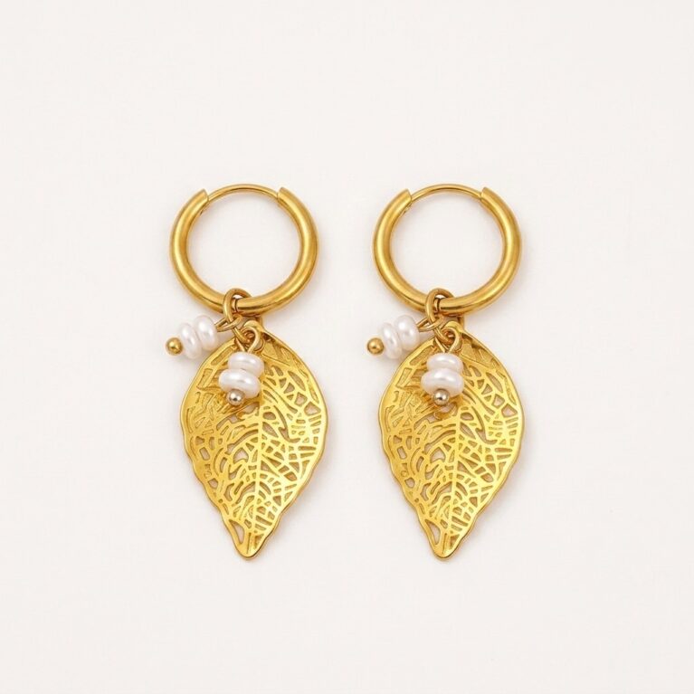 Leaf Elegance Earrings - Ατσάλινα Σκουλαρίκια με Φύλλο