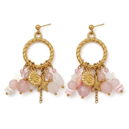 Selene Earrings - Ατσάλινα Σκουλαρίκια με Κρεμαστά Charms