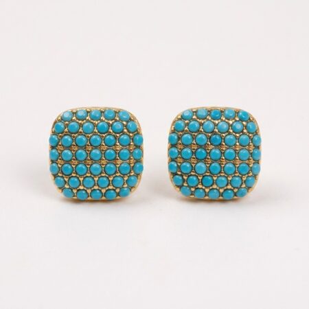 Celine Stud Earrings - Ατσάλινα Σκουλαρίκια Καρφωτά με Τυρκουάζ Πέτρες