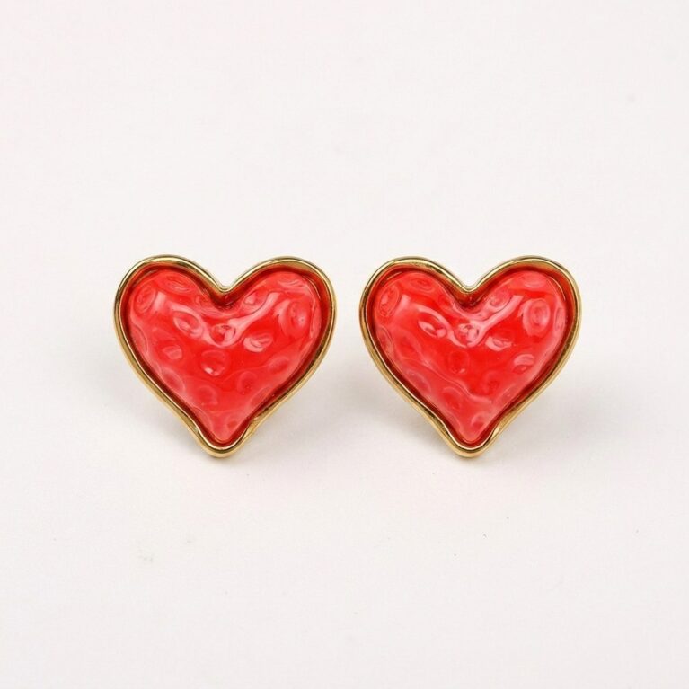 Amour Heart Earrings - Ατσάλινα Σκουλαρίκια Καρφωτά με Καρδιές