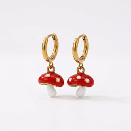Mushroom Charm Earrings - Ατσάλινα Σκουλαρίκια με Μανιτάρια