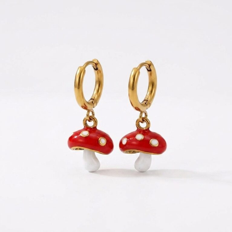 Mushroom Charm Earrings - Ατσάλινα Σκουλαρίκια με Μανιτάρια