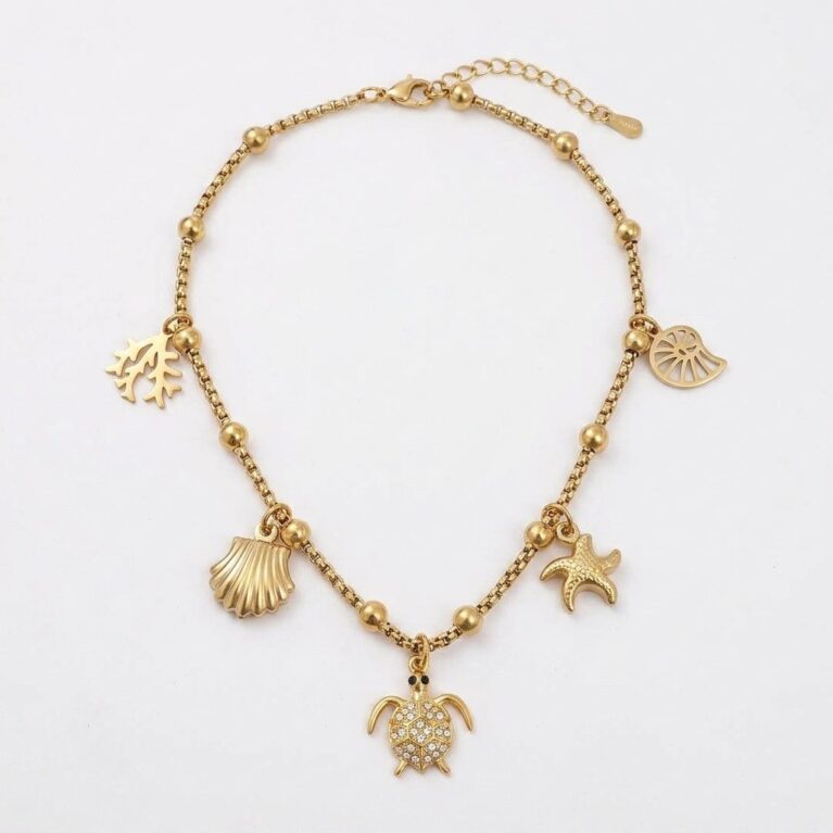 Marina Necklace - Ατσάλινο Κολιέ με Θαλάσσια Κρεμαστά