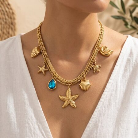 Marina Necklace - Ατσάλινο Κολιέ με Θαλασσινά Κρεμαστά
