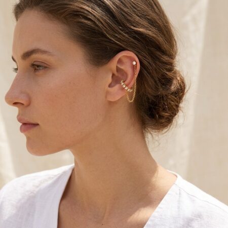 Celine Cartilage Earrings - Ατσάλινα Σκουλαρίκια με Αλυσίδα