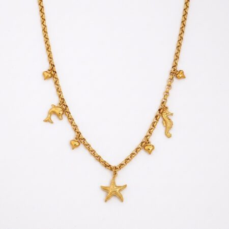 Astra Necklace - Ατσάλινο Κολιέ με Θαλάσσια Κρεμαστά