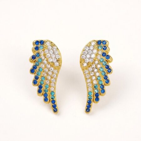 Wing Earrings - Ατσάλινα Σκουλαρίκια με Φτερά και Πέτρες