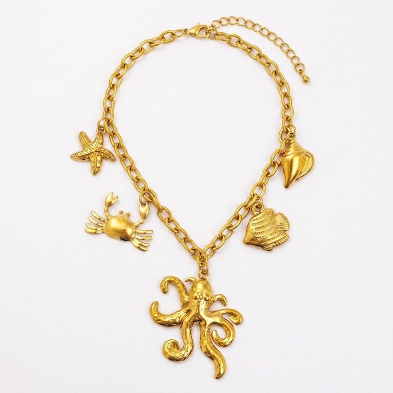 Marina Necklace - Ατσάλινο Κολιέ με Θαλασσινά Κρεμαστά