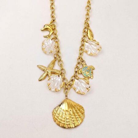 Aurelia Necklace - Ατσάλινο Κολιέ με Κρεμαστά Θαλάσσια Μοτίβα