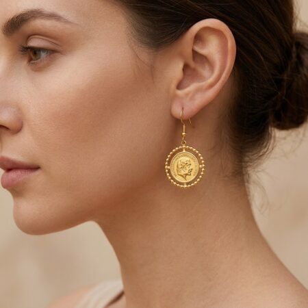 Celine Coin Earrings - Ατσάλινα Σκουλαρίκια με Νόμισμα