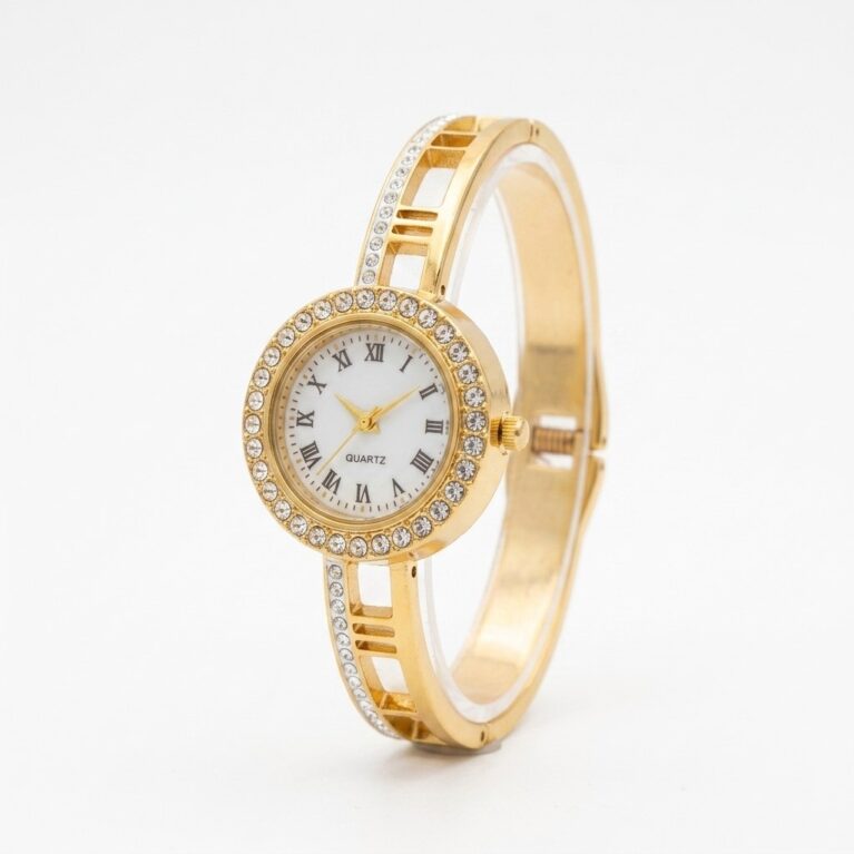 Bracelet Watch - Χρυσό Ρολόι Βραχιόλι με Κρύσταλλα