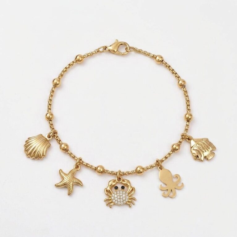 Selene Bracelet - Ατσάλινο Βραχιόλι με Θαλασσινά Charms