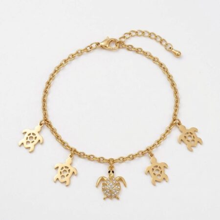 Turtle Charm Bracelet - Ατσάλινο Βραχιόλι με Χελώνες