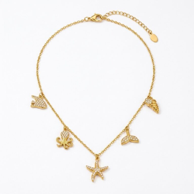 Marina Necklace - Ατσάλινο Κολιέ με Θαλάσσια Κρεμαστά