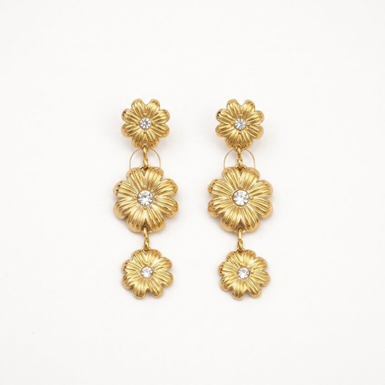 Flora Earrings - Ατσάλινα Σκουλαρίκια με Λουλούδια