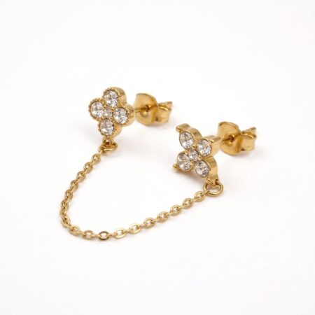 Flora Earrings - Ατσάλινα Σκουλαρίκια με Αλυσίδα